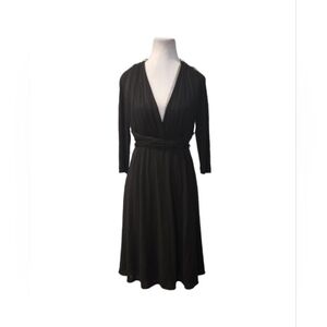 Gorgeous Black Wrap Front Dress with Chiffon Overlay and Waistband